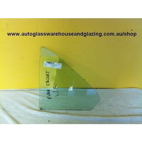 FORD ESCORT MK 11 - 1974 TO 1981 - 4DR SEDAN - PASSENGER - LEFT SIDE REAR QUARTER GLASS - GREEN - (SEECOND-HAND)