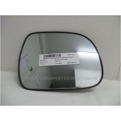 suitable for TOYOTA HILUX ZN210 - 3/2005 to 2015 - 2/4DR UTE - RIGHT SIDE MIRROR - WITH BACKING  PLATE - A169 SR1300 - (Second-hand)