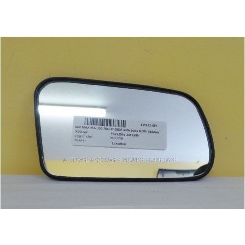 NISSAN MAXIMA J30 - 5/1990 to 1/1995 - 4DR SEDAN - DRIVER - RIGHT SIDE MIRROR - FLAT GLASS WITH BACKING PLATE - 165MM X 93MM HIGH - (Second-hand)