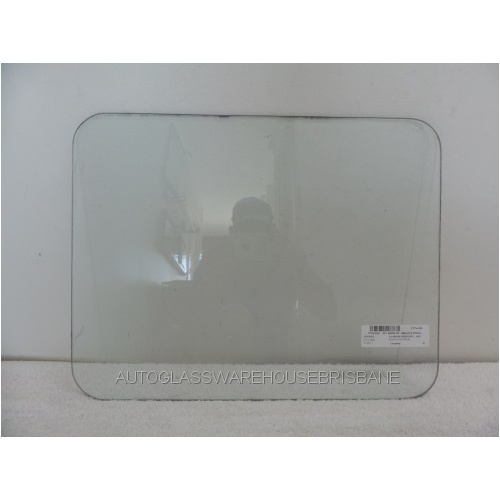 suitable for TOYOTA LANDCRUISER 55 SERIES - 1967 to 10/1980 - WAGON - RIGHT SIDE-REAR BARN DOOR GLASS - 480mm X 370mm - (Second-hand)