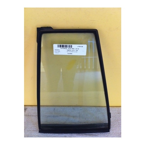 suitable for TOYOTA TERCEL AL20/AL21/AL25 - 1982 to 1988 - HATCH/WAGON - PASSENGERS - LEFT SIDE REAR QUARTER GLASS - (Second-hand)