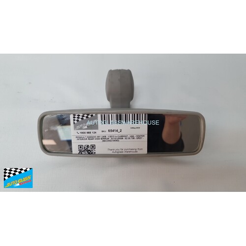 RENAULT KANGOO X61 LWB - 1/2013 to CURRENT - VAN - CENTER INTERIOR REAR VIEW MIRROR - E2 02 05028 - E2 00 708 - GREY - (SECOND-HAND)