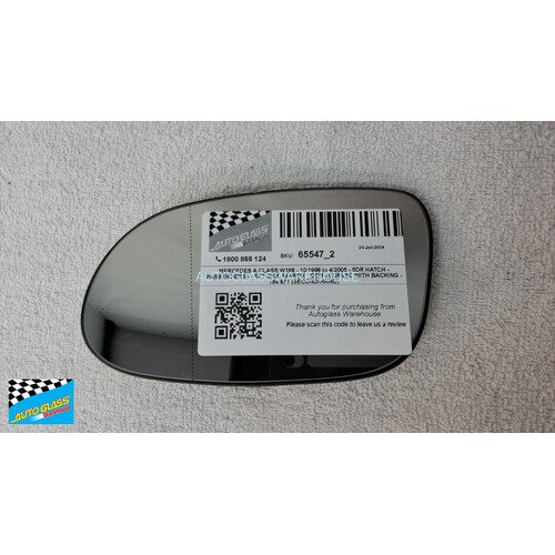 MERCEDES A CLASS W168 - 10/1998 to 4/2005 - 5DR HATCH - PASSENGERS - LEFT SIDE MIRROR - OEM - CURVED WITH BACKING - 194 871 (SECOND-HAND)