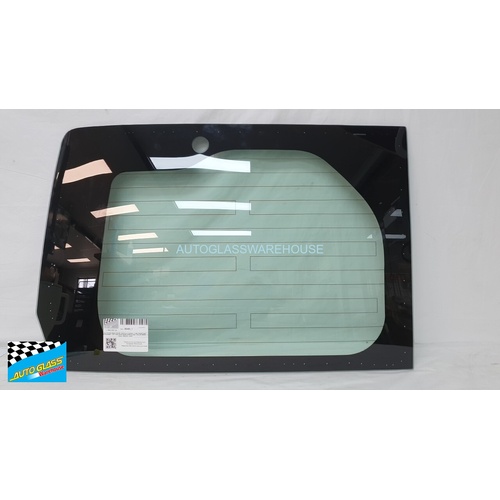 fits TOYOTA HIACE H30 ZR - 6/2019 to CURRENT - LWB (TRADE VAN) - PASSENGER - LEFT SIDE REAR BARN DOOR GLASS - SOLAR GREEN - 1 HOLE - HEATED - NEW